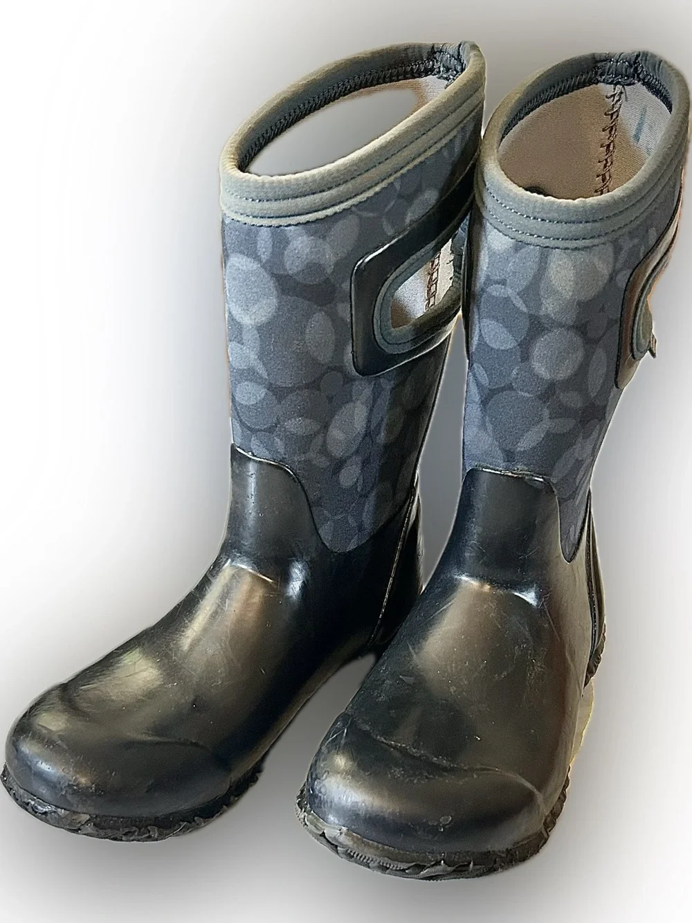Bogs Kids Black and Gray Waterproof Rain Boots